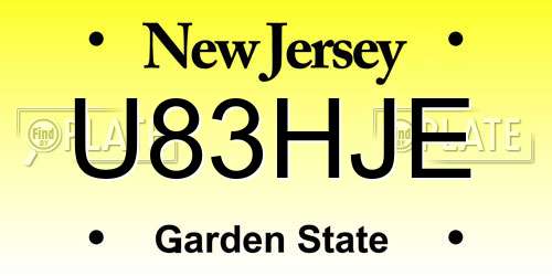 U83HJE New Jersey License Plate
