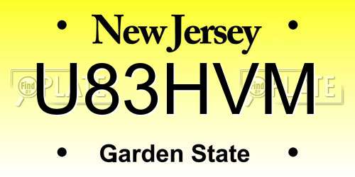 U83HVM New Jersey License Plate