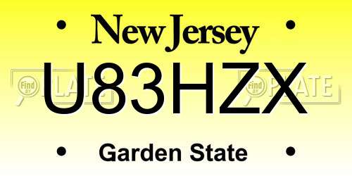 U83HZX New Jersey License Plate
