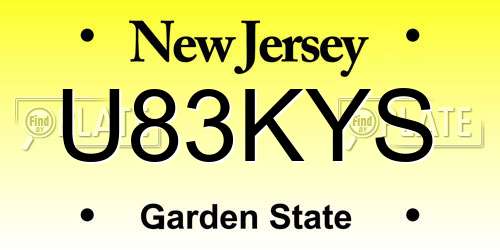 U83KYS New Jersey License Plate
