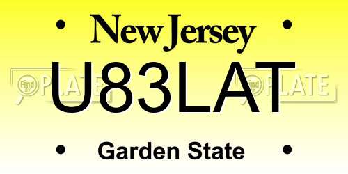 U83LAT New Jersey License Plate