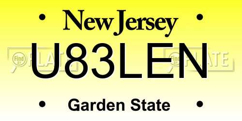 U83LEN New Jersey License Plate