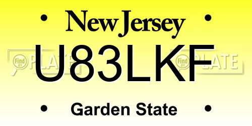 U83LKF New Jersey License Plate