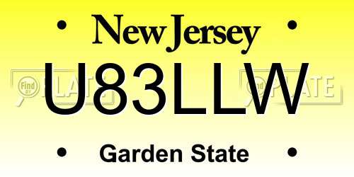 U83LLW New Jersey License Plate