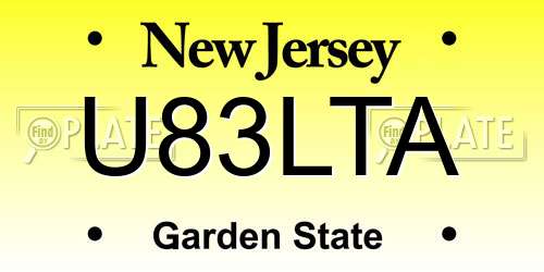 U83LTA New Jersey License Plate