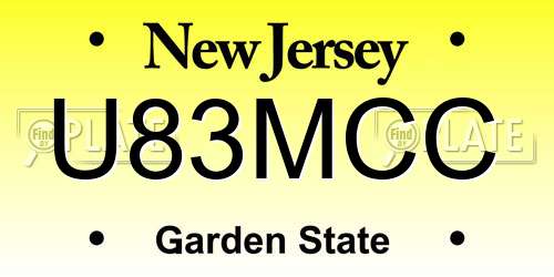 U83MCC New Jersey License Plate