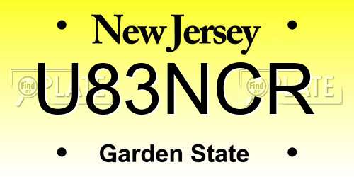 U83NCR New Jersey License Plate