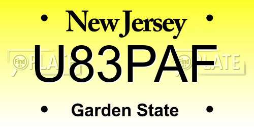 U83PAF New Jersey License Plate