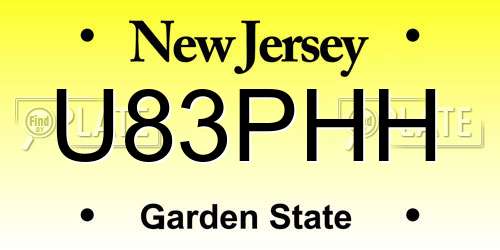 U83PHH New Jersey License Plate