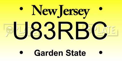 U83RBC New Jersey License Plate