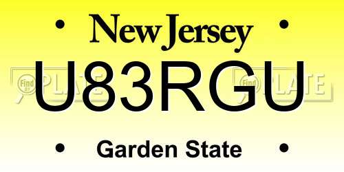 U83RGU New Jersey License Plate