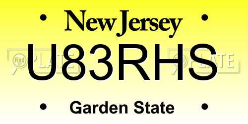 U83RHS New Jersey License Plate