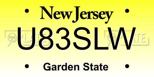 U83SLW New Jersey License Plate