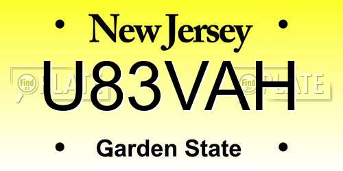 U83VAH New Jersey License Plate