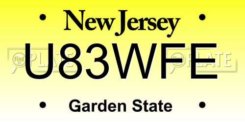 U83WFE New Jersey License Plate
