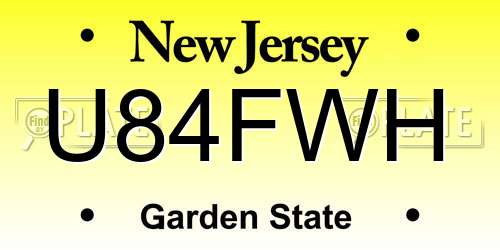 U84FWH New Jersey License Plate