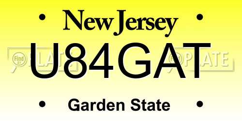 U84GAT New Jersey License Plate