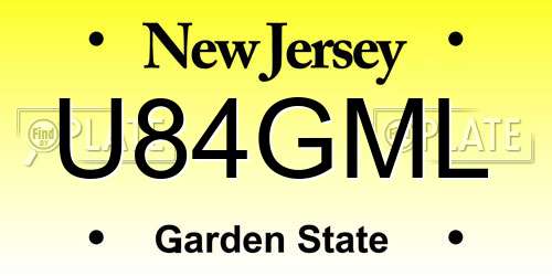 U84GML New Jersey License Plate
