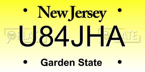 U84JHA New Jersey License Plate
