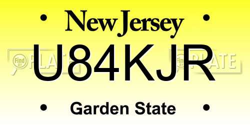 U84KJR New Jersey License Plate