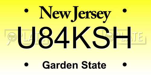 U84KSH New Jersey License Plate