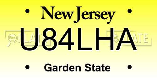 U84LHA New Jersey License Plate