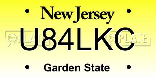U84LKC New Jersey License Plate
