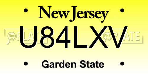 U84LXV New Jersey License Plate