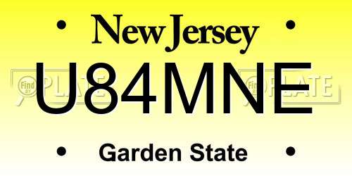 U84MNE New Jersey License Plate