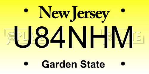 U84NHM New Jersey License Plate