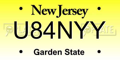 U84NYY New Jersey License Plate