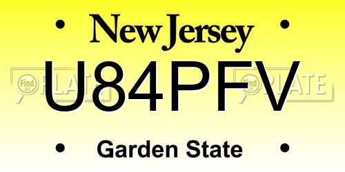 U84PFV New Jersey License Plate