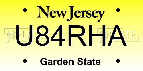 U84RHA New Jersey License Plate