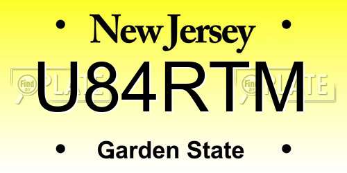 U84RTM New Jersey License Plate
