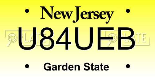 U84UEB New Jersey License Plate