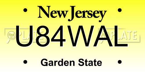 U84WAL New Jersey License Plate
