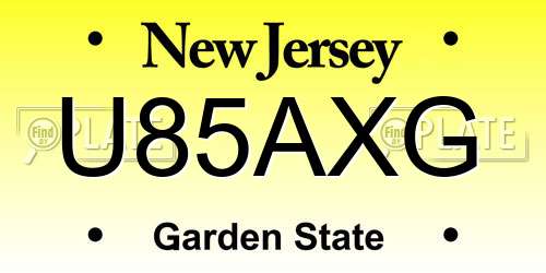 U85AXG New Jersey License Plate
