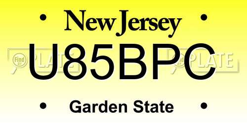 U85BPC New Jersey License Plate