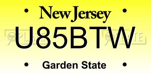 U85BTW New Jersey License Plate
