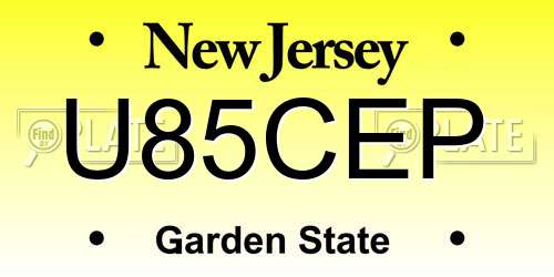 U85CEP New Jersey License Plate