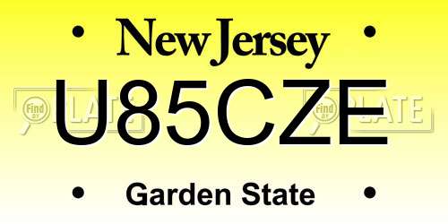 U85CZE New Jersey License Plate