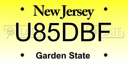 U85DBF New Jersey License Plate