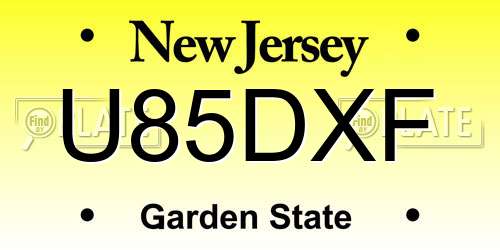 U85DXF New Jersey License Plate