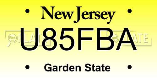 U85FBA New Jersey License Plate