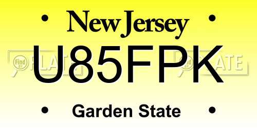 U85FPK New Jersey License Plate