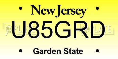 U85GRD New Jersey License Plate