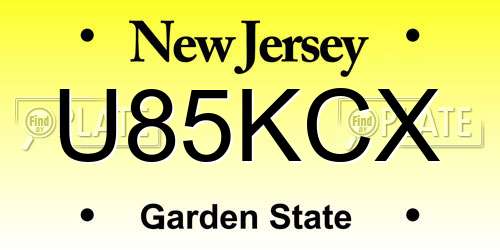 U85KCX New Jersey License Plate