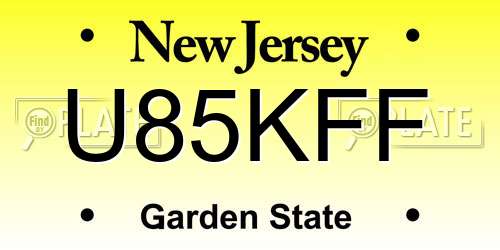U85KFF New Jersey License Plate