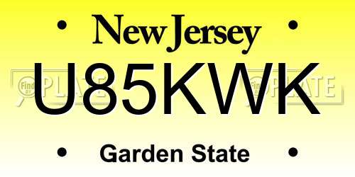U85KWK New Jersey License Plate