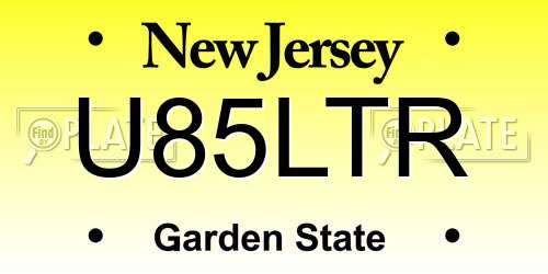 U85LTR New Jersey License Plate